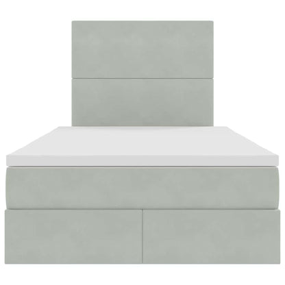 Opbergbed met LED met matras Lichtgrijs 120 x 190 cm Fluweel