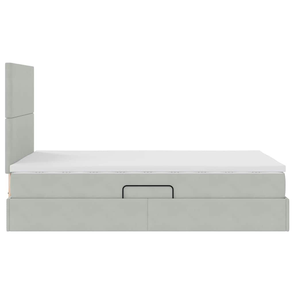 Opbergbed met LED met matras Lichtgrijs 120 x 190 cm Fluweel