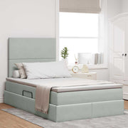 Opbergbed 120x200 cm lichtgrijs fluweel met LED
