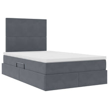 Bed met LED -striplichten Donkergrijs 120 x 200 cm Fluweel