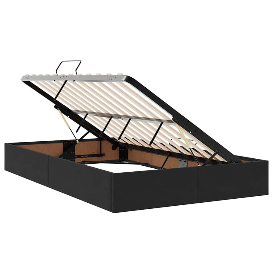 Bed met LED -striplichten met opslag Zwart 120 x 200 cm Fluweel