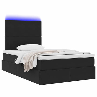 Bed met LED -striplichten met opslag Zwart 120 x 200 cm Fluweel