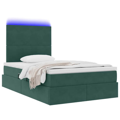 Bed met LED -striplichten Donkergroen 120 x 200 cm Fluweel