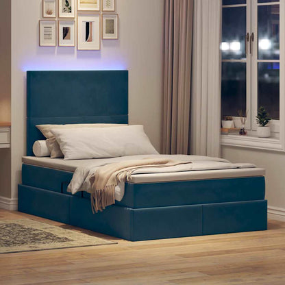 Bed met LED -striplichten Donkerblauw 120 x 200 cm Fluweel