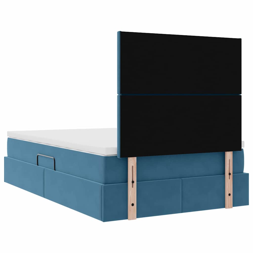 Bed met LED -striplichten Donkerblauw 120 x 200 cm Fluweel