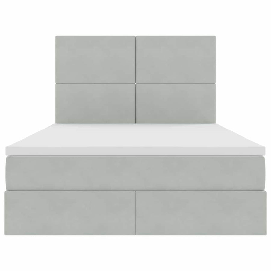 Bed met LED -striplichten Lichtgrijs 140 x 190 cm Fluweel