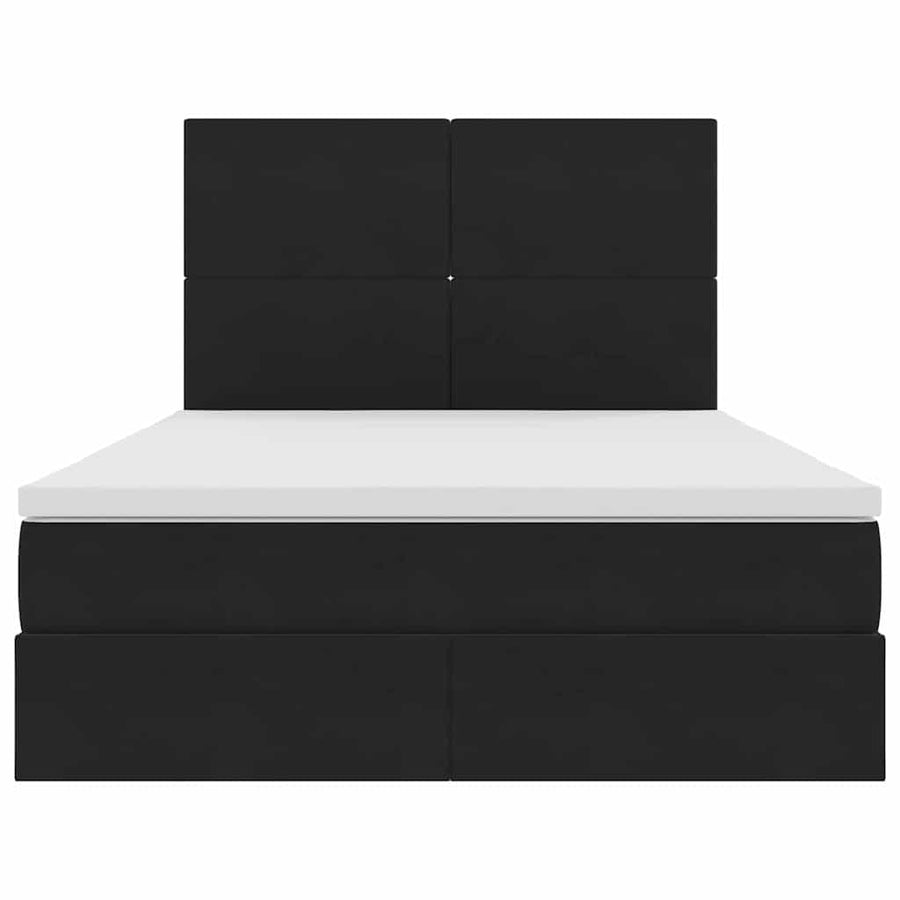 Bed met LED -striplichten met opslag Zwart 140 x 190 cm Fluweel
