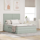 LED Storage Bed with Mattress Light Grey 140 x 200 cm Velvet
