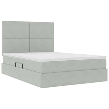 Bed met LED -striplichten Lichtgrijs 140 x 200 cm Fluweel