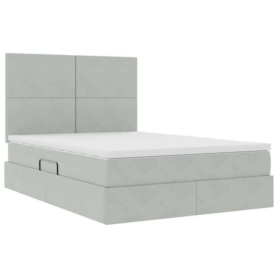 Bed met LED -striplichten Lichtgrijs 140 x 200 cm Fluweel