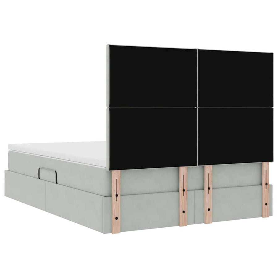 Bed met LED -striplichten Lichtgrijs 140 x 200 cm Fluweel
