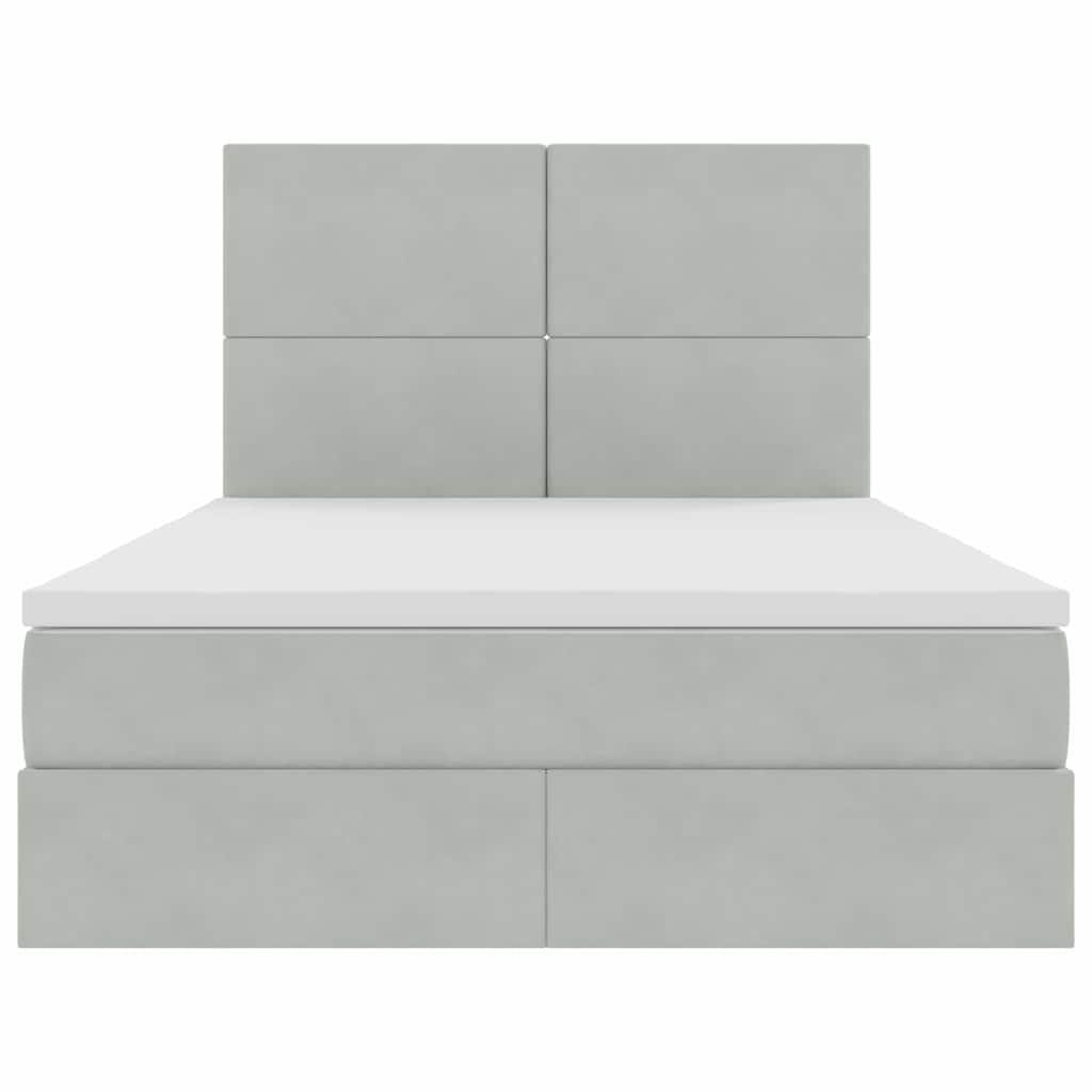 Bed met LED -striplichten Lichtgrijs 140 x 200 cm Fluweel
