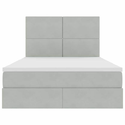 Bed met LED -striplichten Lichtgrijs 140 x 200 cm Fluweel