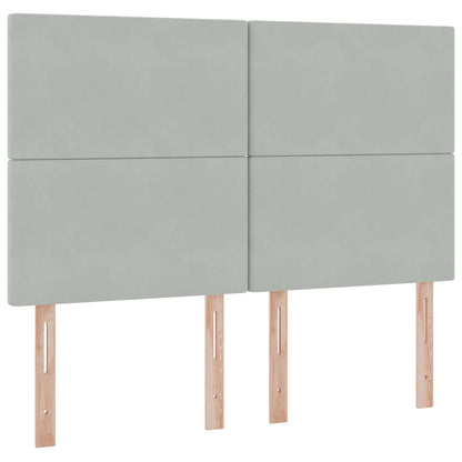 Bed met LED -striplichten Lichtgrijs 140 x 200 cm Fluweel