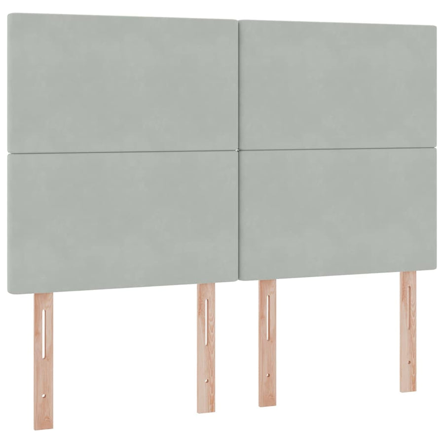 Bed met LED -striplichten Lichtgrijs 140 x 200 cm Fluweel