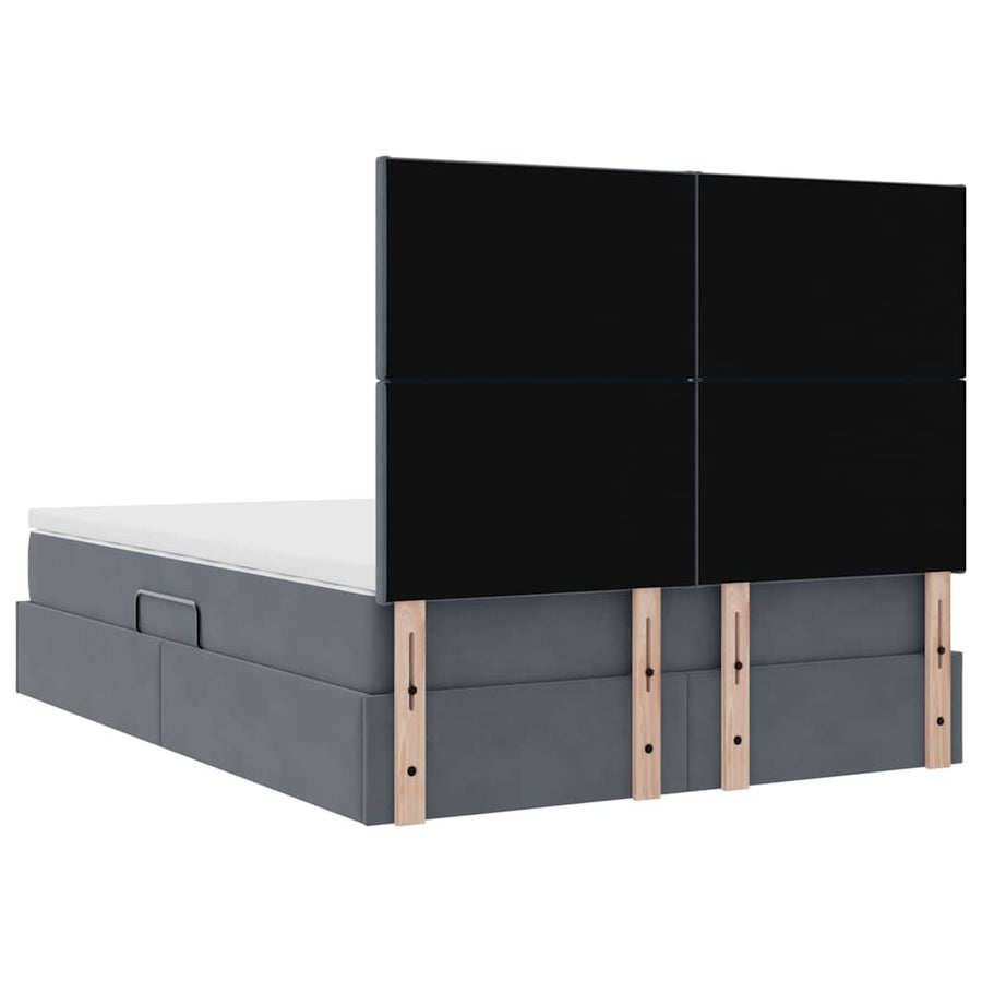 Bed met LED -striplichten Donkergrijs 140 x 200 cm Fluweel