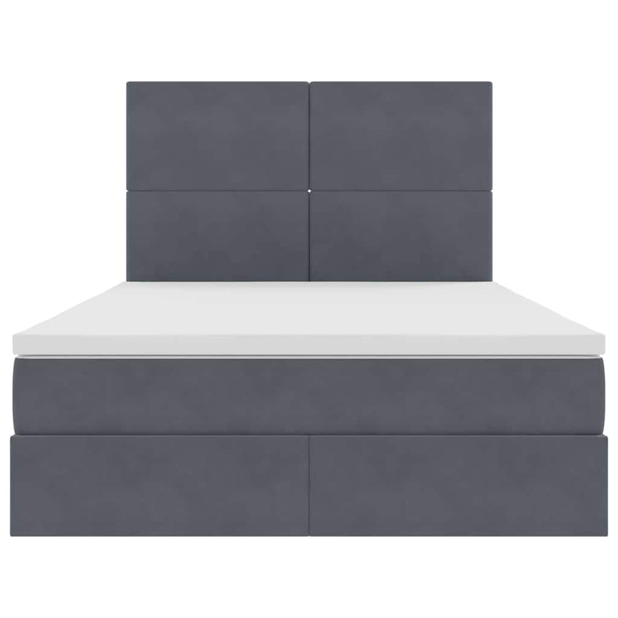 Bed met LED -striplichten Donkergrijs 140 x 200 cm Fluweel