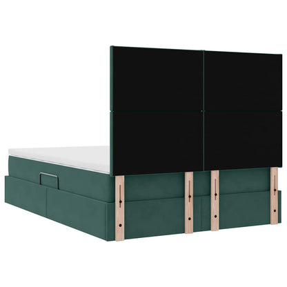 Bed met LED -striplichten Donkergroen 140 x 200 cm Fluweel