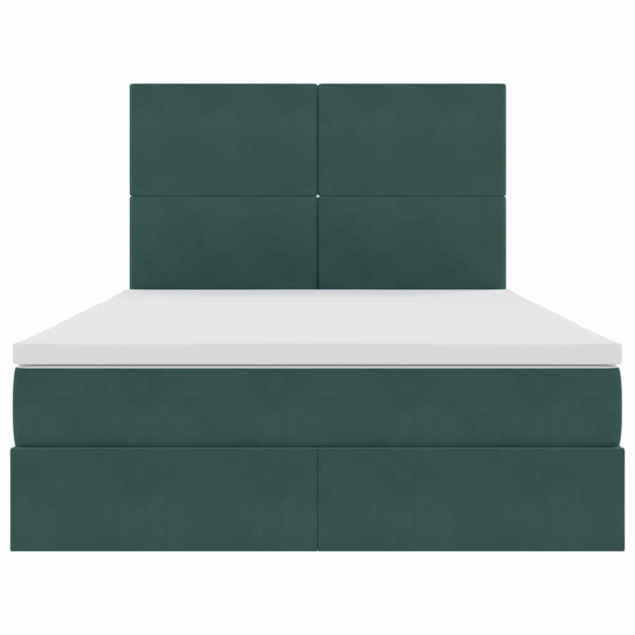 Bed met LED -striplichten Donkergroen 140 x 200 cm Fluweel