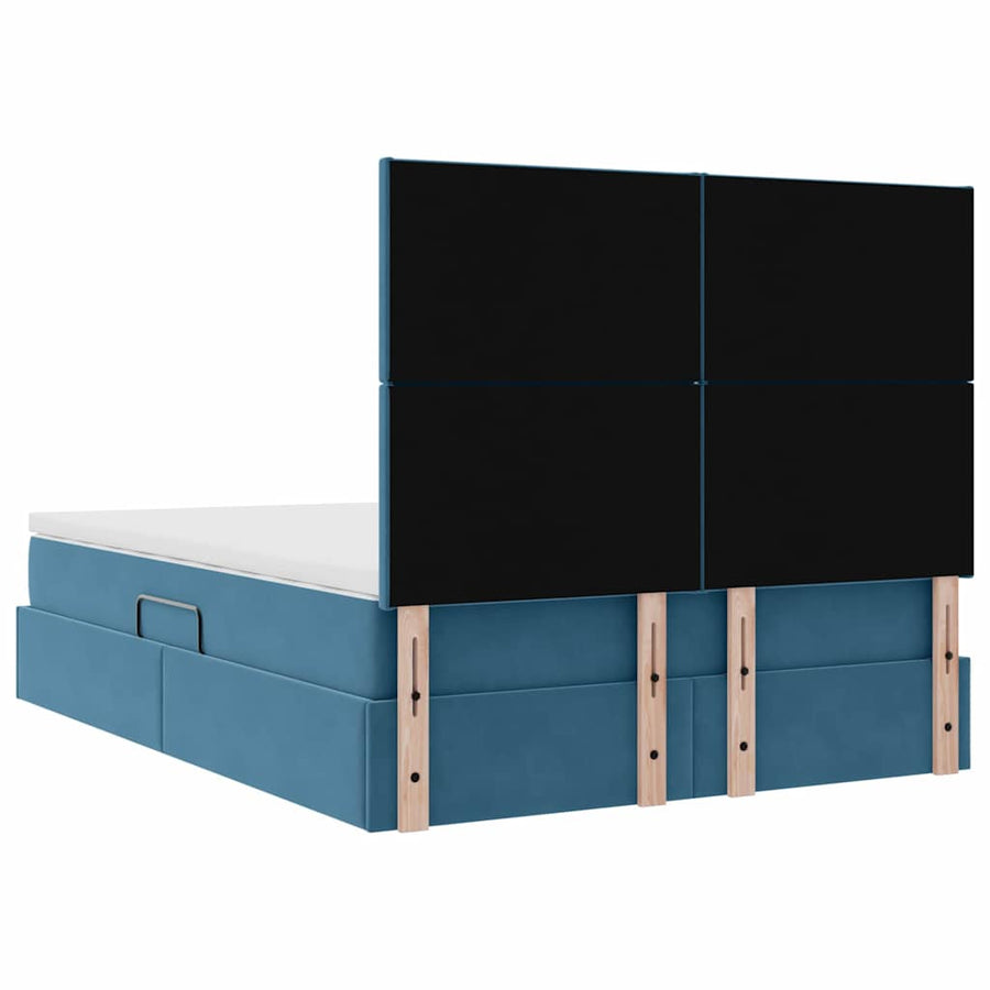 Bed met LED -striplichten Donkerblauw 140 x 200 cm Fluweel