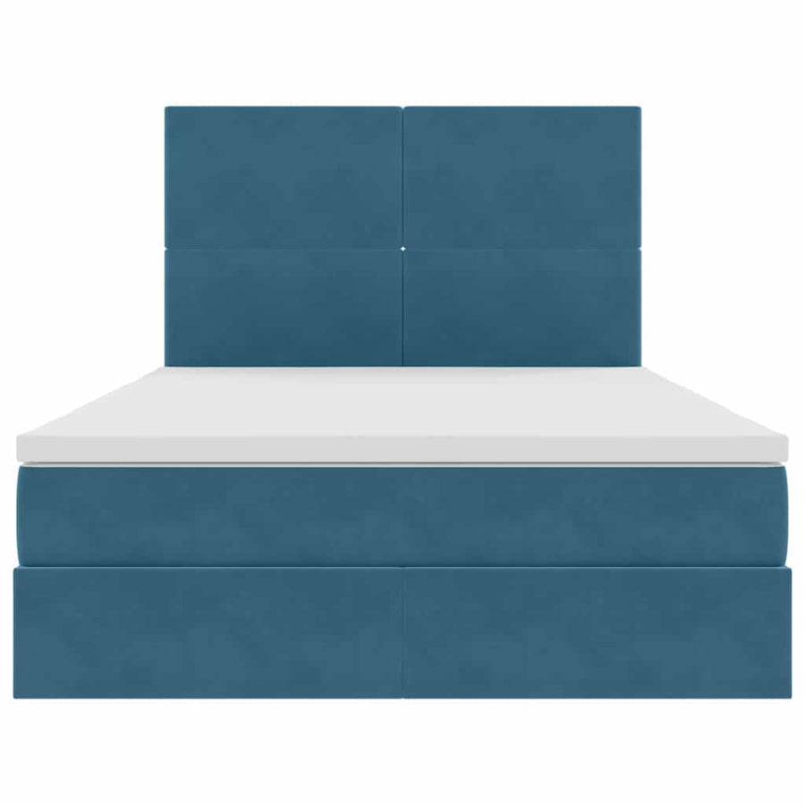 Bed met LED -striplichten Donkerblauw 140 x 200 cm Fluweel