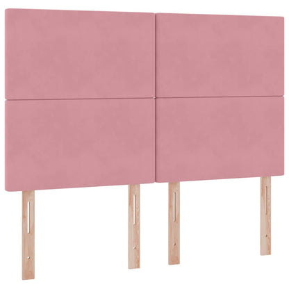 Bed met LED -striplichten met opslag Roze 140 x 200 cm Fluweel