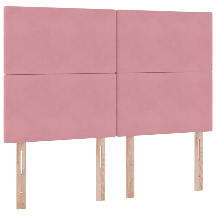 Bed met LED -striplichten met opslag Roze 140 x 200 cm Fluweel