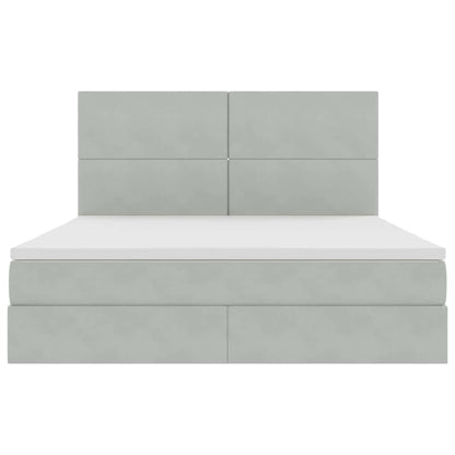 Bed met LED -striplichten Lichtgrijs 160 x 200 cm Fluweel