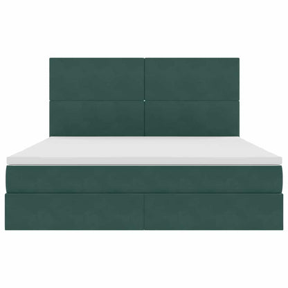 Bed met LED -striplichten Donkergroen 160 x 200 cm Fluweel