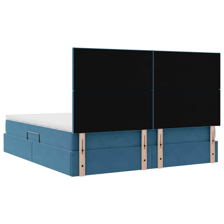 Bed met LED -striplichten Donkerblauw 160 x 200 cm Fluweel