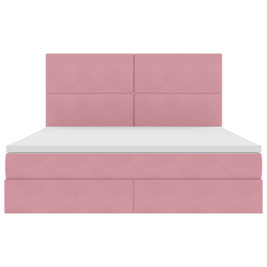 Bed met LED -striplichten met opslag Roze 160 x 200 cm Fluweel