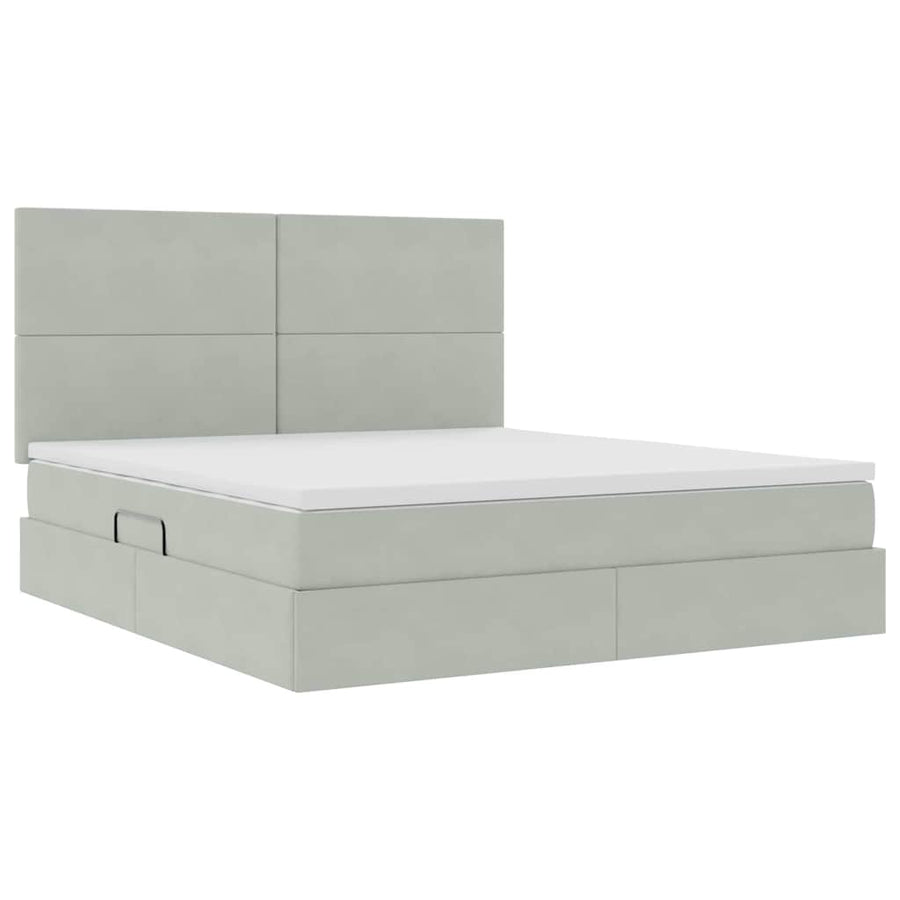 Bed met LED -striplichten Lichtgrijs 180 x 200 cm Fluweel
