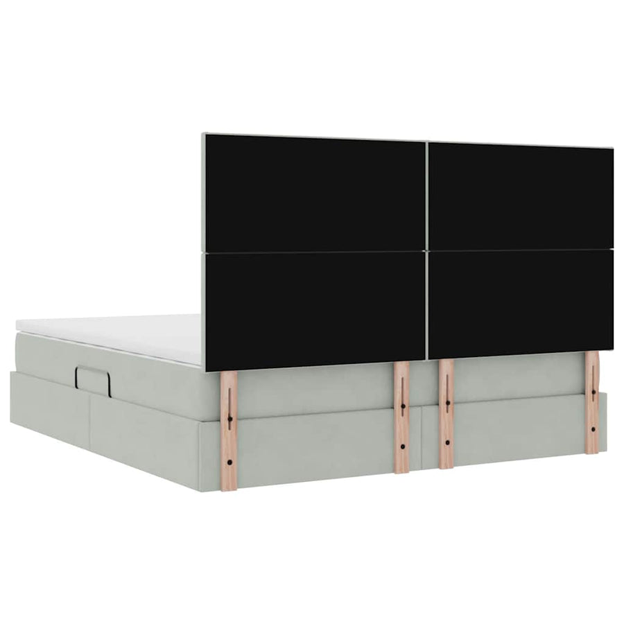 Bed met LED -striplichten Lichtgrijs 180 x 200 cm Fluweel