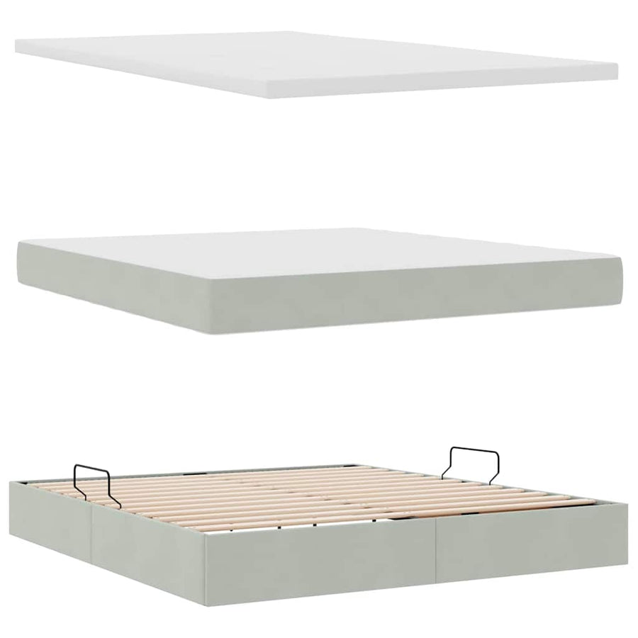 Bed met LED -striplichten Lichtgrijs 180 x 200 cm Fluweel