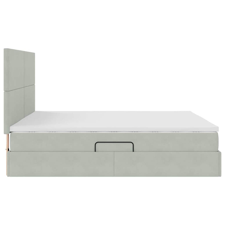 Bed met LED -striplichten Lichtgrijs 180 x 200 cm Fluweel