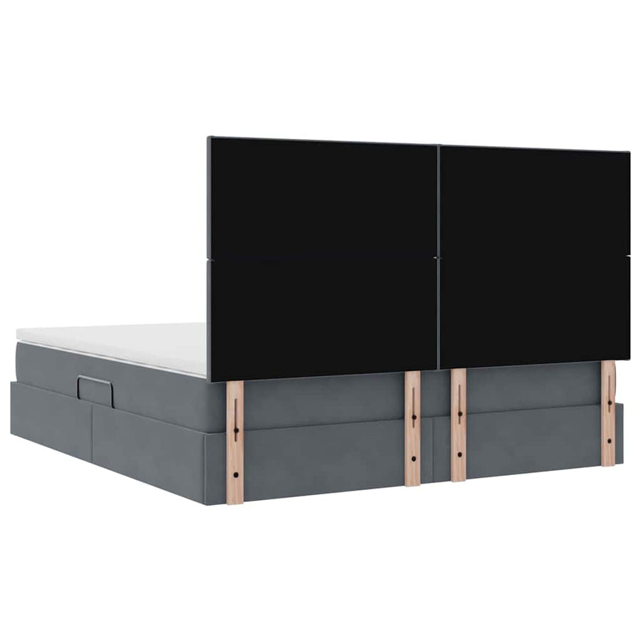 Bed met LED -striplichten Donkergrijs 180 x 200 cm Fluweel