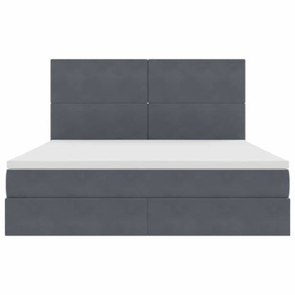 Bed met LED -striplichten Donkergrijs 180 x 200 cm Fluweel