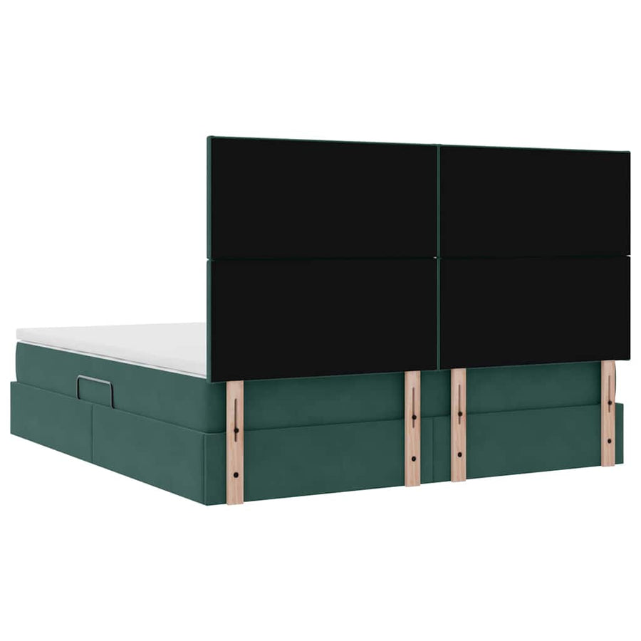 Bed met LED -striplichten Donkergroen 180 x 200 cm Fluweel