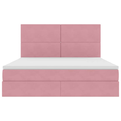 Bed met LED -striplichten met opslag Roze 180 x 200 cm Fluweel