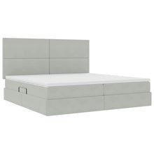 Bed met LED -striplichten Lichtgrijs 200 x 200 cm Fluweel