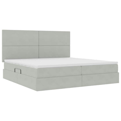 Bed met LED -striplichten Lichtgrijs 200 x 200 cm Fluweel