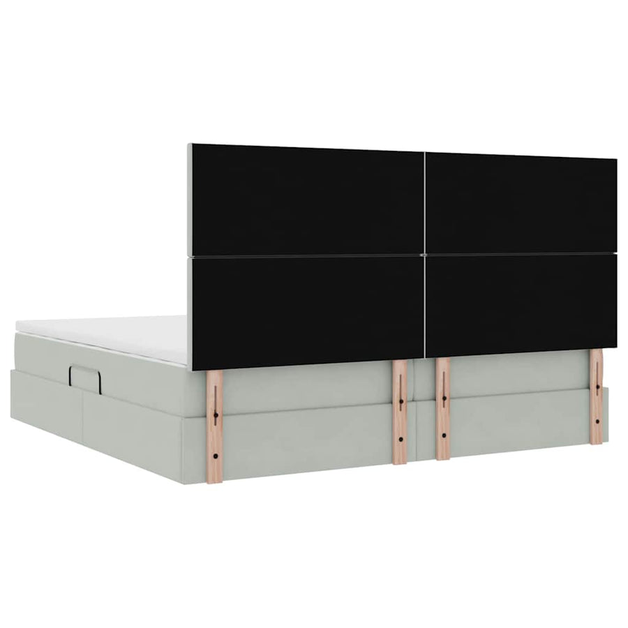 Bed met LED -striplichten Lichtgrijs 200 x 200 cm Fluweel