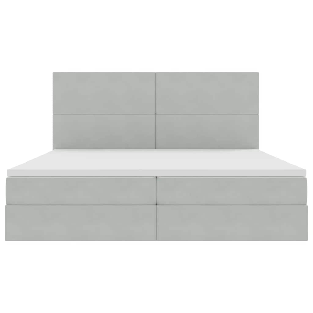 Bed met LED -striplichten Lichtgrijs 200 x 200 cm Fluweel