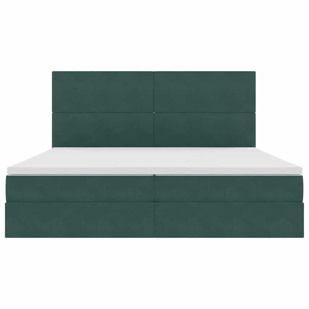 Opbergbed met LED met matras Donkergroen 200 x 200 cm Fluweel