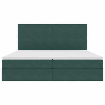 Opbergbed met LED met matras Donkergroen 200 x 200 cm Fluweel