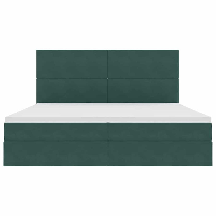 Opbergbed met LED met matras Donkergroen 200 x 200 cm Fluweel