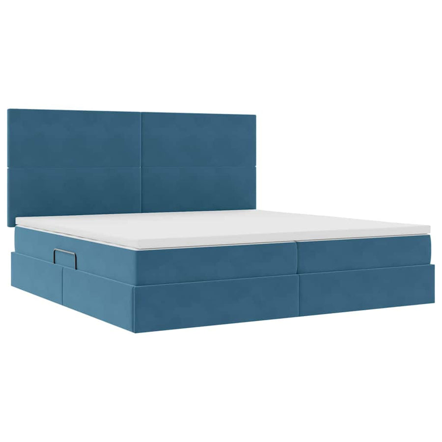 Bed met LED -striplichten Donkerblauw 200 x 200 cm Fluweel