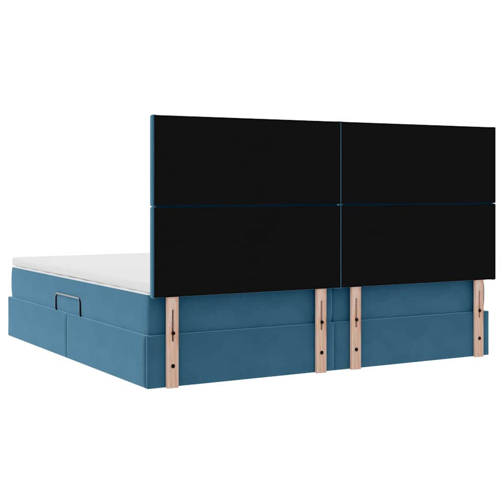 Bed met LED -striplichten Donkerblauw 200 x 200 cm Fluweel
