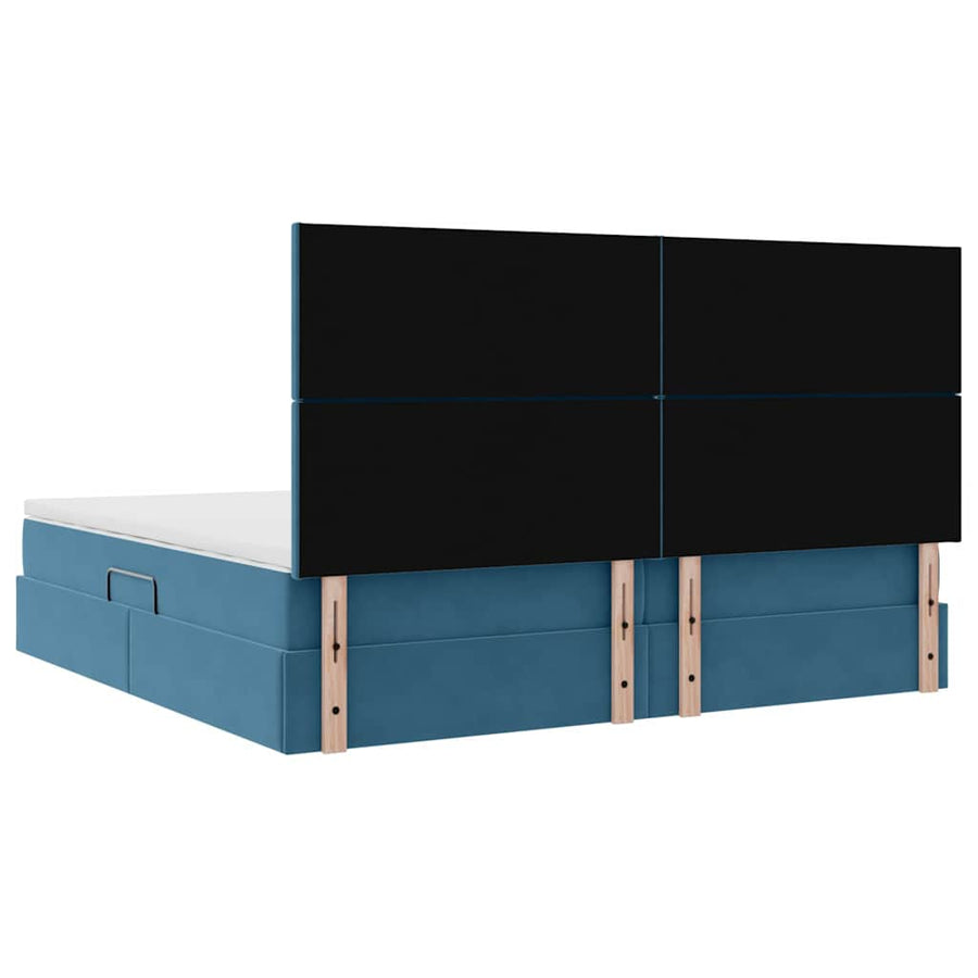 Bed met LED -striplichten Donkerblauw 200 x 200 cm Fluweel