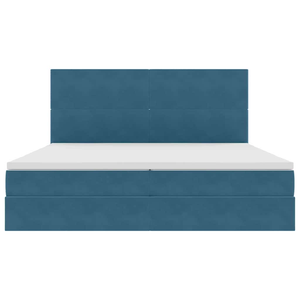 Bed met LED -striplichten Donkerblauw 200 x 200 cm Fluweel
